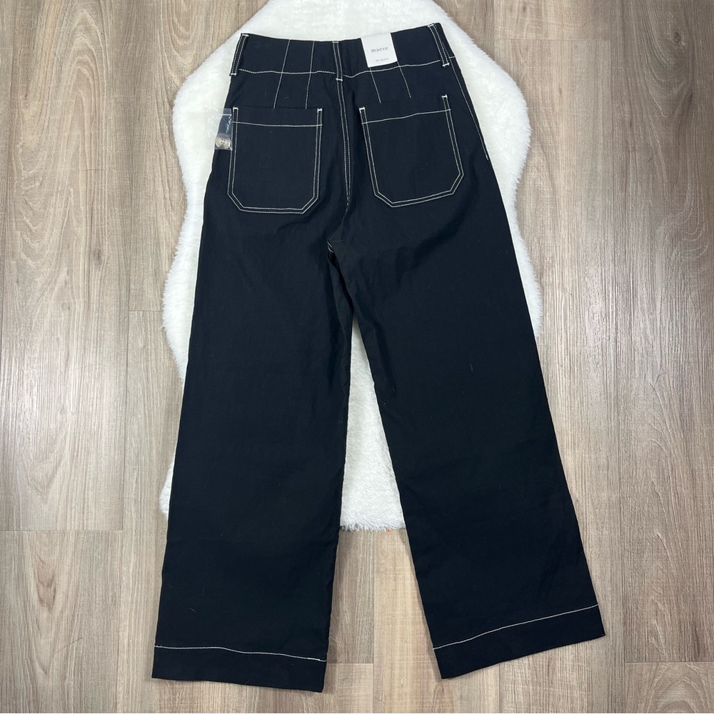 NWOT Maeve The Colette Crop Wide-Leg Pants Contrast-Stitch Edition Anthropologie - Picture 6 of 7